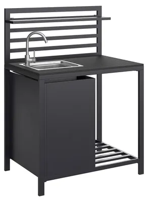 Produktbild von home24 Gartenspültisch - Aluminium / Kunststoff - Schwarz