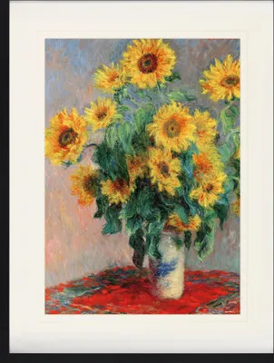 Produktbild von Claude Monet Gerahmtes Bild Mit Edlem Passepartout | Wand-Bilder | Im Bilderrahmen - Sonnenblumenstrauß. 1880 (80 x 60 cm)