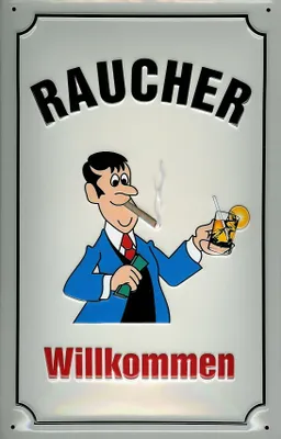 Produktbild von Blechschild Nostalgieschild Raucher Willkommen Schild Hinweisschild Funschild