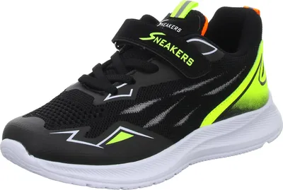 Produktbild von Sneakers Jungen-Sneaker-Slipper-Klettschuh Schwarz-Weiß-Gelb, Farbe:schwarz, EU Größe:36