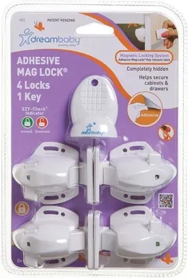 Zdjęcie produktu dla DREAMBABY Zamki magnetyczne 4 sztuki + klucz magnetyczny