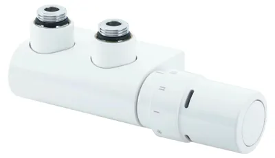 Produktbild von Danfoss Anschlussarmatur VHX Duo Set R 1/2, Eck, Verkehrsweiß, RAL 9016