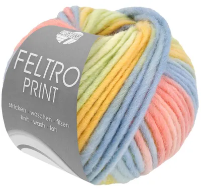 Produktbild von Lana Grossa FELTRO PRINT 50 g modernes Filzgarn 50 m Farbe 1303 - Pastellgrün/Gelb/Hellblau/Lachsrosa