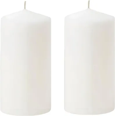 Produktbild von Kerzen, Stumpenkerzen, weiße Kerzen zur Dekoration, weiß, 6 cm x 15 cm, ideal für Hochzeiten, Feiern, Säulenkerzen weiß und weiße Kerzen, (2 Stück)