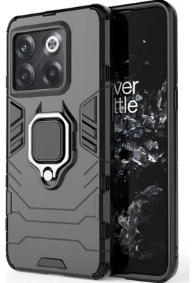 Produktbild von Mobigear Armor Ring Schutzhülle für OnePlus 10T, Hartschalen-Rückseite, stoßfest mit Ringhalterung - Schwarz
