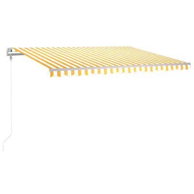 Zdjęcie produktu dla vidaXL Automatyczna markiza z diodami LED i czujnikiem wiatru 450x350 cm żółto-biała