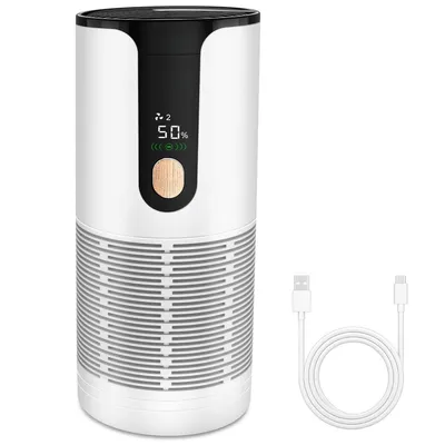 Produktbild von Mini Auto-Luftreiniger mit HEPA-Filter, LCD-Display, 15 dB leise, USB-C, für Auto, Büro & Reisen, filtert Rauch, Staub und Tierhaare