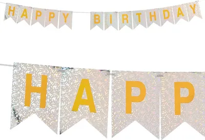 Produktbild von Girlande Happy Birthday in silber
