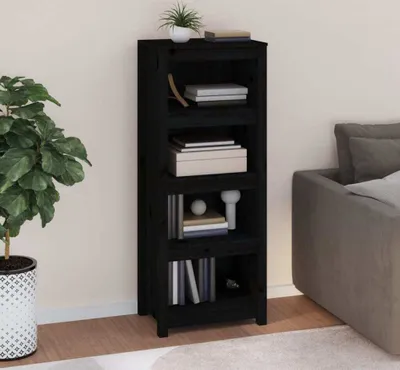Produktbild von vidaXL Bücherregal Schwarz 50x35x125,5 cm Massivholz Kiefer - Bücherregal - Bücherregale - Bücherschrank - Bücherregal Holz