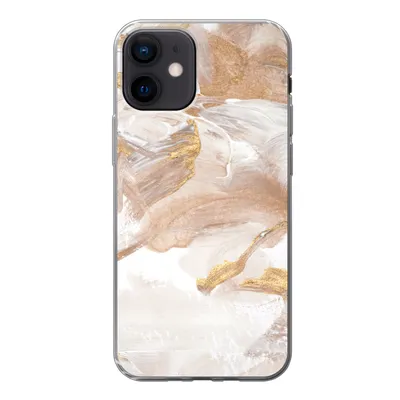 Produktbild von MuchoWow® Handyhülle Schutzhülle Hülle für iPhone 12 Wasserfarbe - Gold - Braun Silikon Softcase Handy Hülle - Schutzhülle