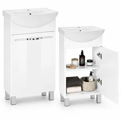 Produktbild von Paplinskimoebel badezimmerschrank mit waschbecken 50 x 40 x 84,5 cm- waschbeckenunterschrank Badezimmer möbel, klein gäste wc, KI-generiertes Bild