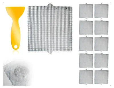 Produktbild von 10 Stück Abflusssiebe, Einweg Selbstklebend für Duschabflüsse, Flexible Netzaufkleber für Waschbecken, Küche und Badewannen (Quadrat)