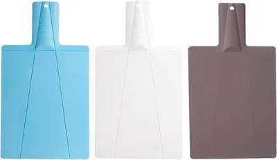 Obrázok produktu pre Plastová doska na krájanie 38 x 21,5 cm, protišmyková skladacie miska, modrá, biela, sivá
