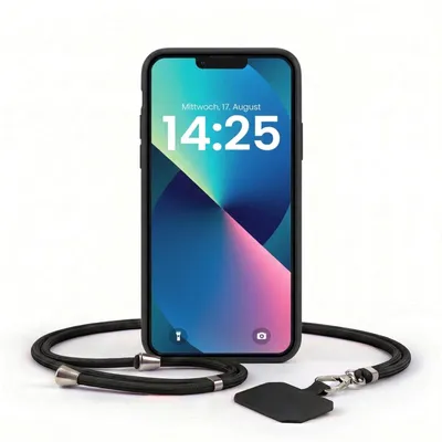 Produktbild von Handyhülle für Apple iPhone 13 mit Handykette Band Kordel Hülle Case Schutzhülle Schwarz