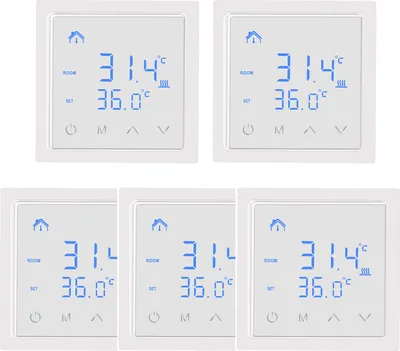 Produktbild von 5X Smart Thermostat 16A Raumthermostat elektrische Heizungssteuerung Fußbodenheizung, mit LED-Touchscreen, für zu Hause Büros Einkaufszentren Hotels