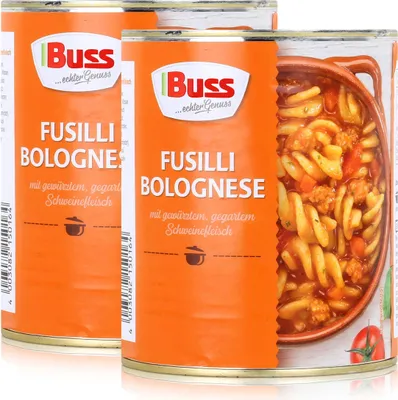 Produktbild von Buss Fusilli Bolognese mit Schweinefleisch 800g - Fertiggericht (2er Pack)
