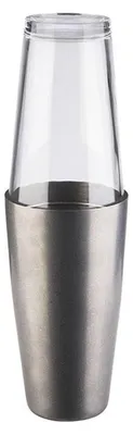 Produktbild von APS 93350 Boston Shaker, Ø 9 cm, Höhe 30 cm, Edelstahlbecher 700 ml, Glas 400 ml, Vintage-Look