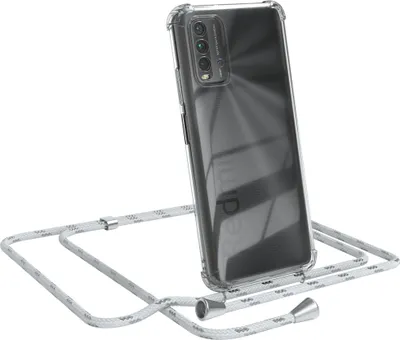 Produktbild von EAZY CASE Handykette kompatibel mit Xiaomi Redmi 9T, Handyhülle mit Umhängeband, Handykordel, Schutzhülle Clear, Band in Weiß