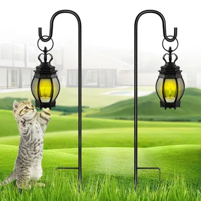 Zdjęcie produktu dla Haczyki do mocowania lamp ogrodowych, metalowe, 81 cm, regulowane, czarne, 2 sztuki