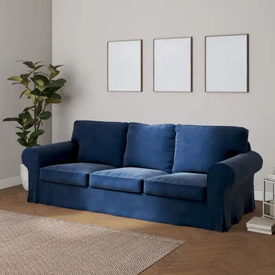 Produktbild von Dekoria Bezug für Ektorp 3-Sitzer Sofa nicht ausklappbar, dunkelblau, Sofabezug für Ektorp 3-Sitzer nicht ausklappbar