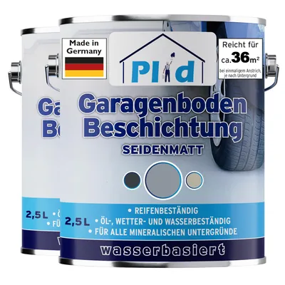 Produktbild von Plid Garagenbodenbeschichtung 5L Silbergrau – für ca. 36m² / Betonbodenfarbe & Versiegelung – Bodenbeschichtung Garage, abriebfest & strapazierfähig