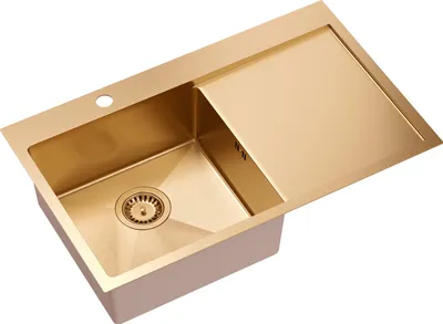 Produktbild von QUADRON Spülbecken 1-Becken Spüle | Größe: 78 x 48 x 20 cm | RUSSEL 111 | Küchenspüle Edelstahlspüle mit Siphon | Kupfer Pvd