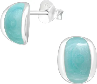 Produktbild von Ohrstecker 925 Sterling Silber Ohrringe blau schimmernd