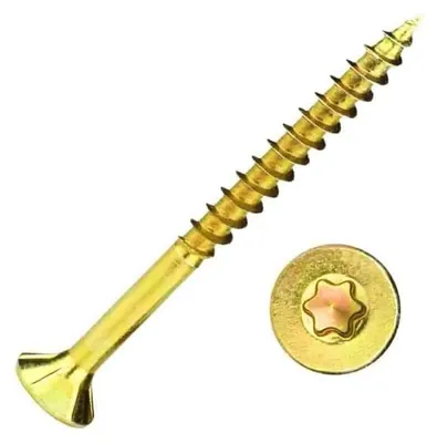 Produktbild von Spanplattenschrauben 3,0 x 45 mm 1000 Stück mit I-Stern, Senkkopf, Teilgewinde und Fräsrippen unter dem Kopf