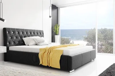 Obrázok produktu pre Dizajnová posteľ Adelaide s vysokým čelom a úložným priestorom čierna 160 x 200