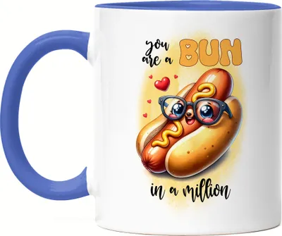 Produktbild von You Are a Bun in a Million Hotdog Herz Brille Spruch Tasse Blau