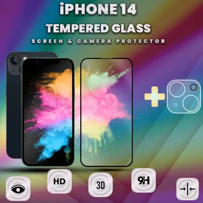 Obrázek produktu pro ochranný kryt displeje a objektivu iPhone 14 z tvrzeného skla 9H