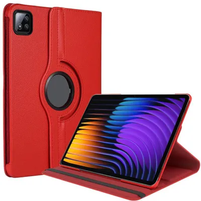 Image de Coque pour Xiaomi Pad 7 / 7 Pro 11,2 Pouces - Protection avec Support Rotatif CuirPolyuréthaneRouge