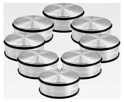 Produktbild von 8er Set Türstopper aus massivem Edelstahl - Schwerer Bodenstopper 1,2 kg/Stück, Türstopper im modernen Design mit Gummiring zum Schutz der Türen