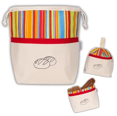 Imagen del producto de Bolsa de tela de algodón para pan, 3 en 1, de 32 x 35 cm, ideal para el almacenamiento