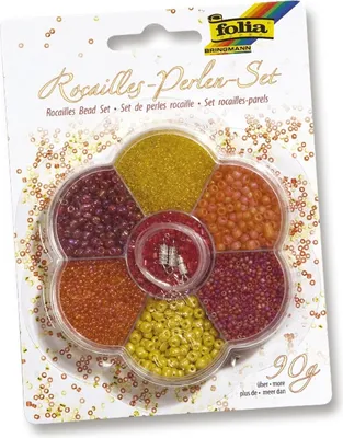 Zdjęcie produktu dla Folia 12902 Zestaw koralików Rocailles - 90 g, żółty/czerwony