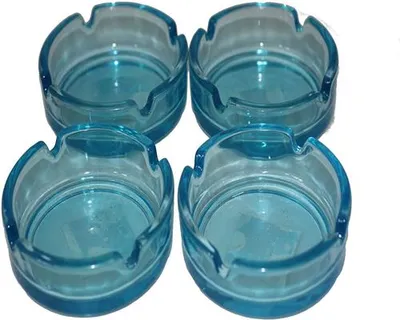 Produktbild von 4 Stück Glasaschenbecher Glas Aschenbecher Ø 10,5 cm Rund Stapelbar Blau