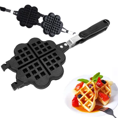 Produktbild von Waffeleisen, herzförmiges Sandwich-Backblech mit Antihaftbeschichtung und wärmeisoliertem Griff, Aluminiumlegierung, Backutensilien für Hausküche