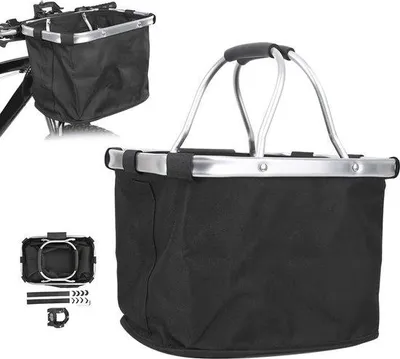 Image de Sacoche de vélo en toile imperméable de 5 kg - Sac à dos de vélo amovible - Poignée en mousse souple - Sacoche avant pour porte-vélos
