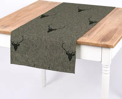 Produktbild von Tischläufer Jacquard Hirschkopf grün dunkelgrün SCHÖNER LEBEN.