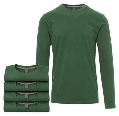 Produktbild von Mivaro Herren 5er Pack Langarmshirts Grün - 100% Baumwolle Longsleeves mit Rundhals, leicht anliegend, feinmaschiges Gewebe mit 165g/m² Stoffgewicht, Größen S bis 5XL