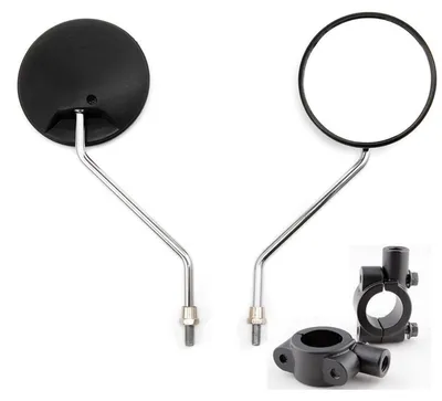 Obrázok produktu pre Zrkadlo na motocykel, okrúhle, 10 mm, čierne. Riadidlové zrkadlo pre motocykel a bicykel, s priemerom závitu 8 mm/10 mm