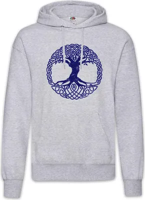 Produktbild von Urban Backwoods Yggdrasil Tree Logo V, Herren Hoodie, Farbe: Hellgrau, Größe: XL