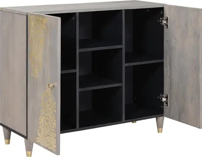 Produktbild von vidaXL Sideboard Grau 90 x 33 x 75 cm Massivholz Mango