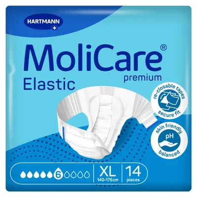 Produktbild von MoliCare Elastic Inkontinenzslips – 6 Tropfen | Hochsaugfähige Einwegwindeln für Männer und Frauen mit schwerer Inkontinenz | Größe XL | 14 Stück