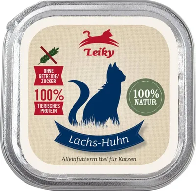 Produktbild von Lachs mit Huhn für Katzen | Nassfutter | Vitamine, Mineralstoffe, Taurin | Leiky