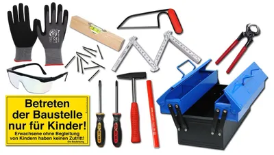Produktbild von Kids at Work Werkzeugkasten Spielzeugset für Kinder - kreatives Bauen