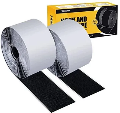 Zdjęcie produktu dla Taśma rzep samoprzylepna do mocowania 5M x 5CM nylonowa czarna