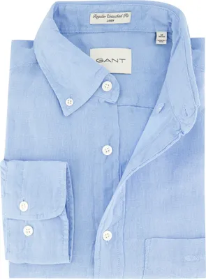 Image de Gant chemise bleu lin button-down coupe normale