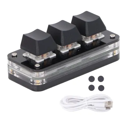 Immagine prodotto di mini tastiera a 3 tasti, tastiera USB industriale, interruttore blu personalizzato, tastiera da gioco programmabile con luce RGB