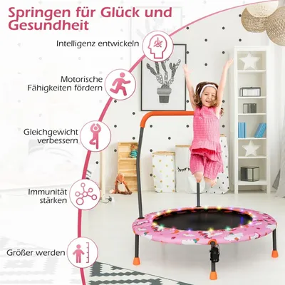 Produktbild von Mini-Trampolin für Kinder mit LED-Beleuchtung und abnehmbarem Griff
